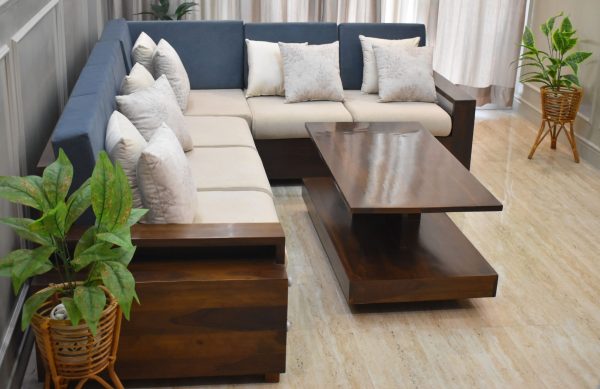 Wooden L Shape Sofa