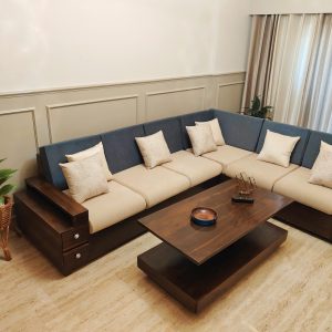Wooden L Shape Sofa