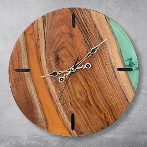 Crystal Seas Wood-Epoxy Wall Clock